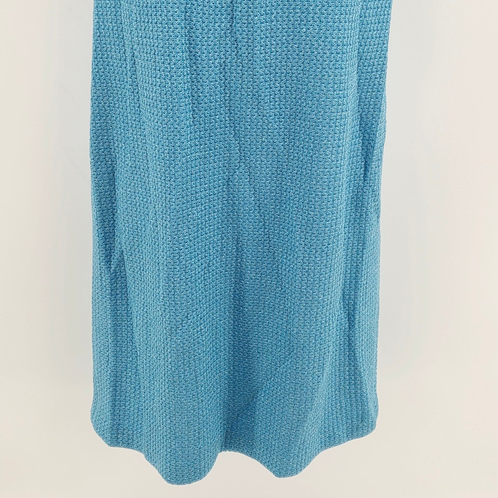 St. John Turquoise Blue Santana Knit Metalic Glimmer Sleeveless Sheath Dress 10 - Picture 5 of 14